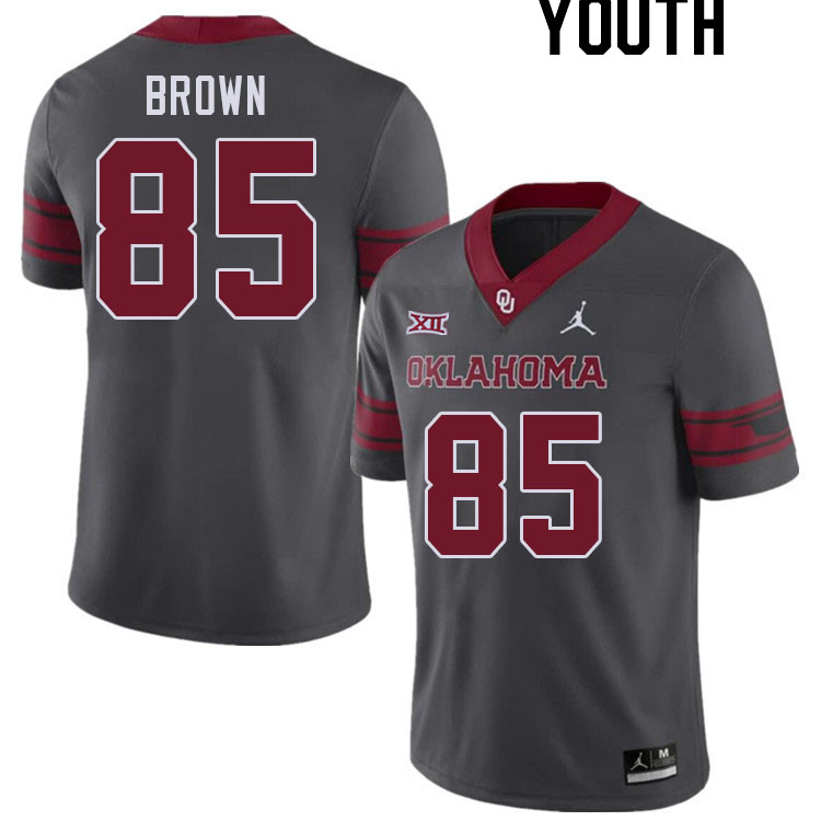 Youth #85 Trey Brown Oklahoma Sooners College Football Jerseys Stitched Sale-Charcoal - Click Image to Close